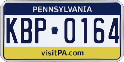 PA license plate KBP0164