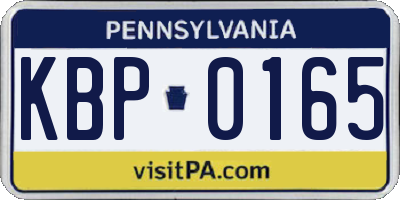 PA license plate KBP0165