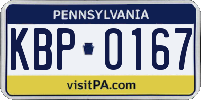 PA license plate KBP0167