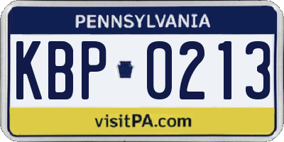 PA license plate KBP0213