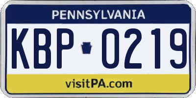 PA license plate KBP0219