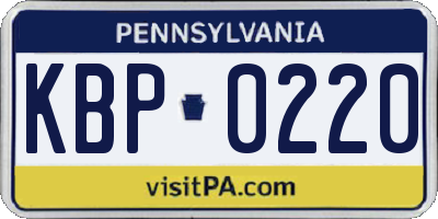 PA license plate KBP0220