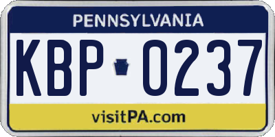 PA license plate KBP0237