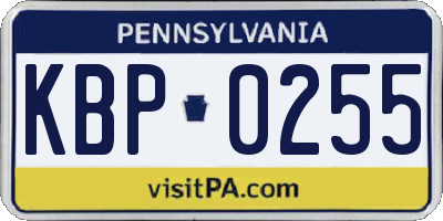 PA license plate KBP0255