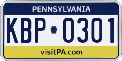PA license plate KBP0301