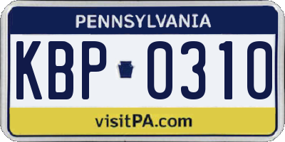 PA license plate KBP0310