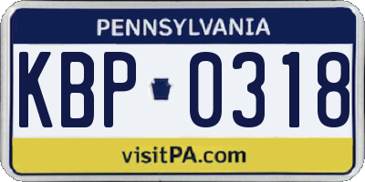 PA license plate KBP0318