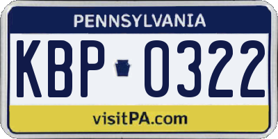 PA license plate KBP0322