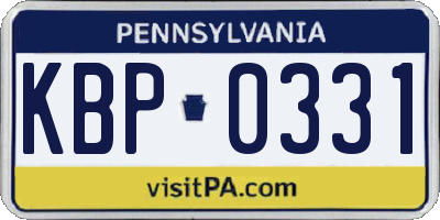 PA license plate KBP0331