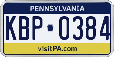PA license plate KBP0384