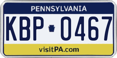 PA license plate KBP0467