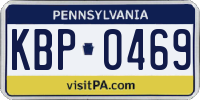 PA license plate KBP0469