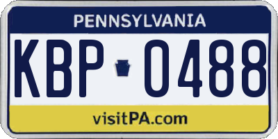 PA license plate KBP0488