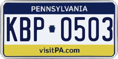 PA license plate KBP0503