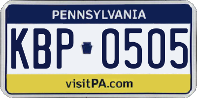 PA license plate KBP0505