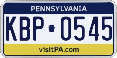 PA license plate KBP0545