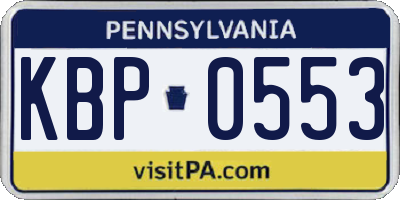 PA license plate KBP0553