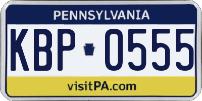 PA license plate KBP0555