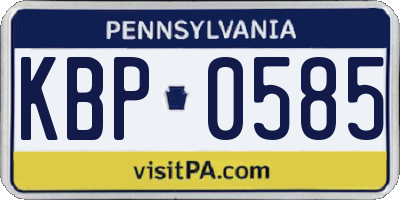 PA license plate KBP0585