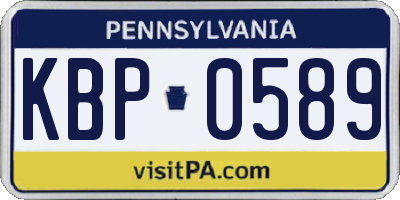 PA license plate KBP0589