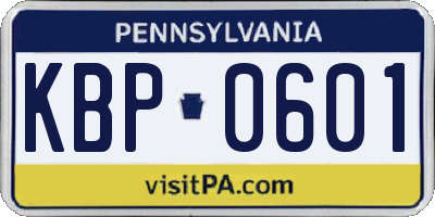 PA license plate KBP0601