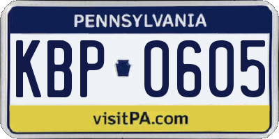 PA license plate KBP0605