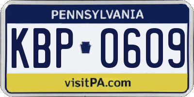 PA license plate KBP0609