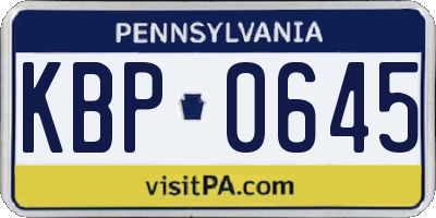 PA license plate KBP0645