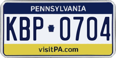 PA license plate KBP0704
