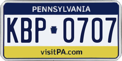 PA license plate KBP0707