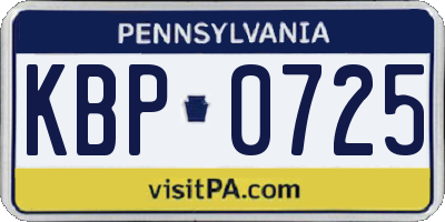 PA license plate KBP0725