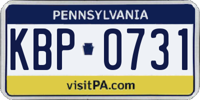 PA license plate KBP0731