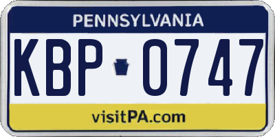 PA license plate KBP0747