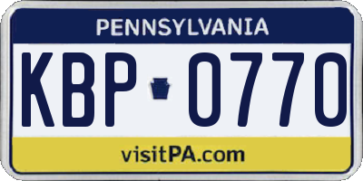 PA license plate KBP0770