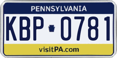 PA license plate KBP0781