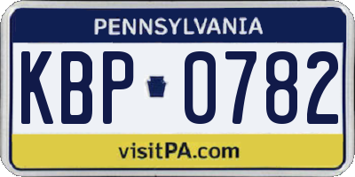 PA license plate KBP0782