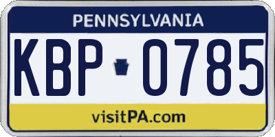 PA license plate KBP0785