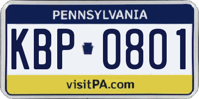 PA license plate KBP0801