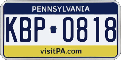 PA license plate KBP0818