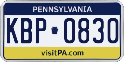 PA license plate KBP0830