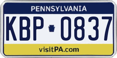 PA license plate KBP0837