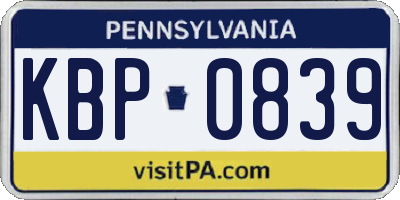 PA license plate KBP0839