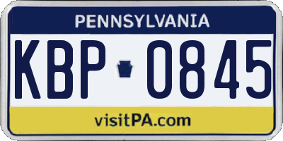 PA license plate KBP0845