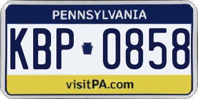 PA license plate KBP0858