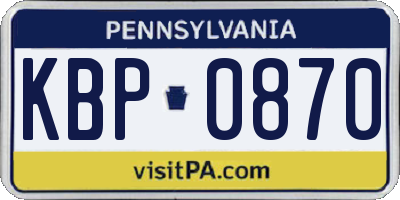 PA license plate KBP0870