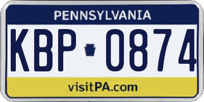 PA license plate KBP0874