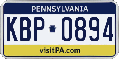 PA license plate KBP0894