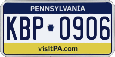 PA license plate KBP0906