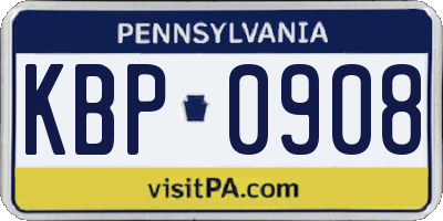 PA license plate KBP0908