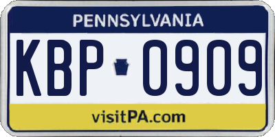 PA license plate KBP0909